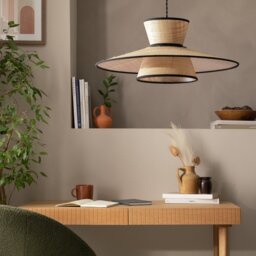 Habitat Otto Natural Raffia 2 Tier Lampshade - 50cm