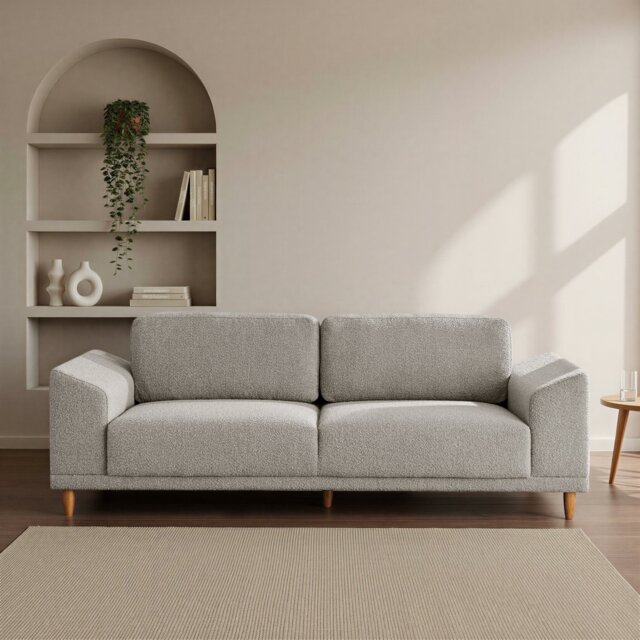 Habitat Draper Boucle 3 Seater Sofa - Natural