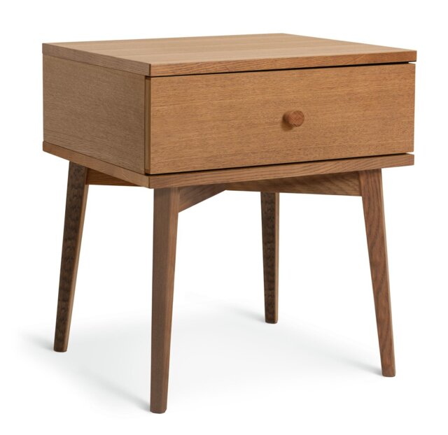Habitat Kirk Oak 1 Drawer Bedside Table - Walnut