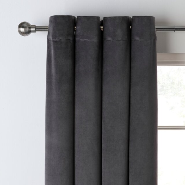 Habitat Dimout Velvet Eyelet Curtains - Grey - 229x229cm