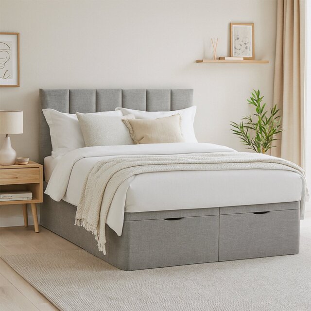 Millbrook Piper Kingsize Fabric End Lift Ottoman Bed - Grey