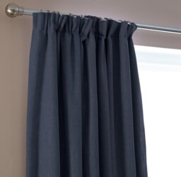 Habitat Thermal Blackout Linen Look Pencil Pleat Curtains - Navy - 168x183cm
