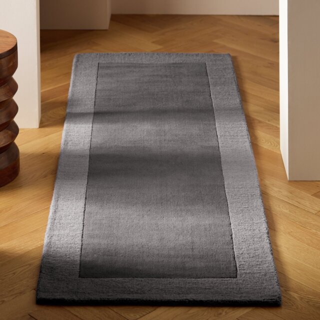 Habitat Simple Border Grey Wool  Runner - 66x200cm
