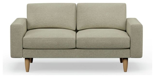 Hutch Fabric Block Arm 2 Seater Sofa - Oat