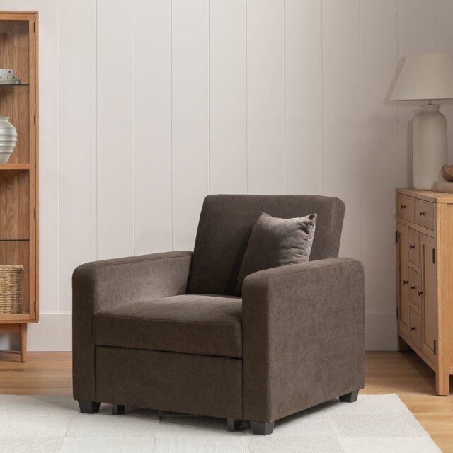 Habitat Reagan Single Fabric Chairbed - Chocolate