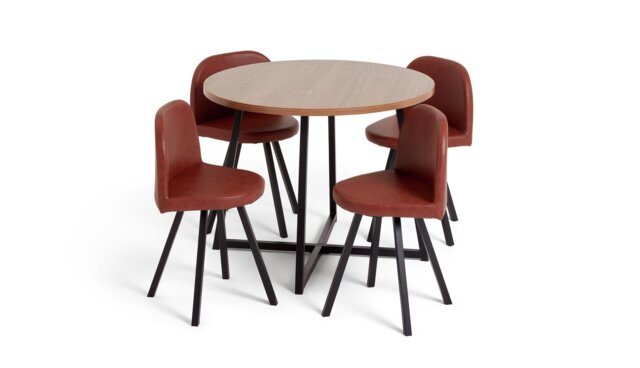 Habitat Nomad Oak Dining Table & 4 Chocolate Chairs