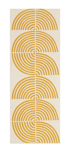 Habitat Global Swirl Yellow Cotton Flatweave Runner-75x200cm