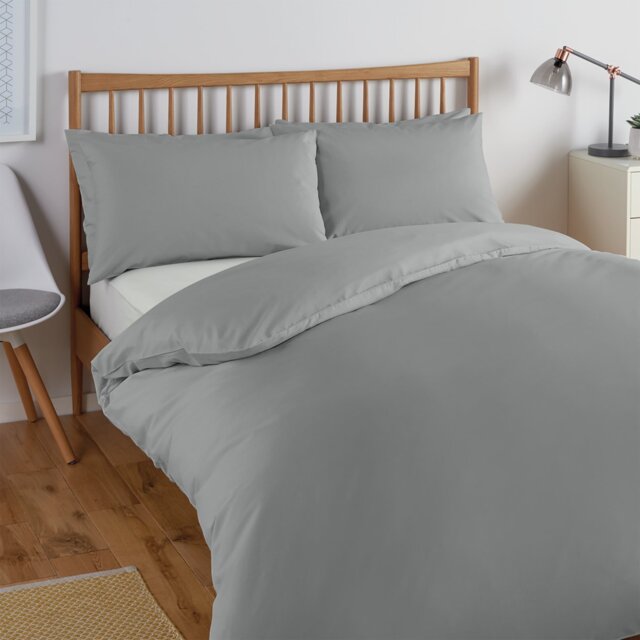 Habitat Cool Lyocell Cotton Plain Grey Bedding Set- Kingsize