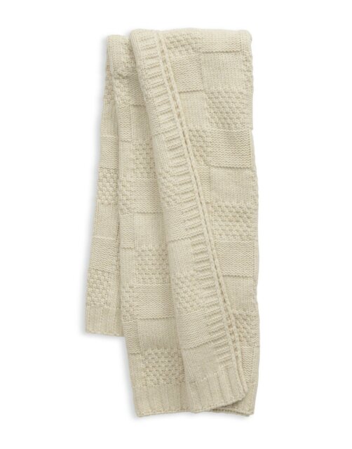 Habitat Knitted Check Throw - Oatmeal - 125x150cm