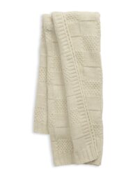 Habitat Knitted Check Throw - Oatmeal - 125x150cm