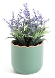 Habitat Artificial Lavender in Wavy Green Pot