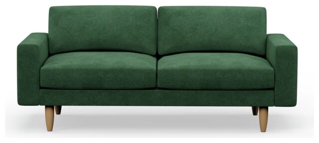 Hutch Velvet Block Arm 3 Seater Sofa - Sage Green