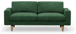 Hutch Velvet Block Arm 3 Seater Sofa - Sage Green