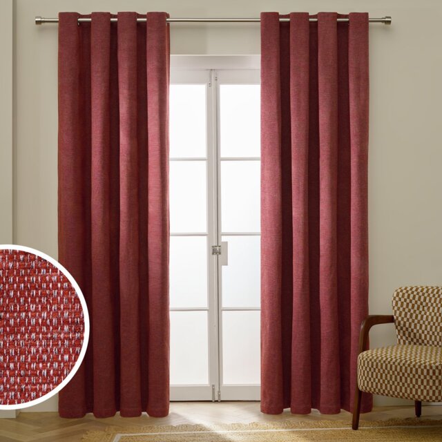 Habitat Basket Weave Blackout Eyelet Curtain - Terracotta - 229x183cm