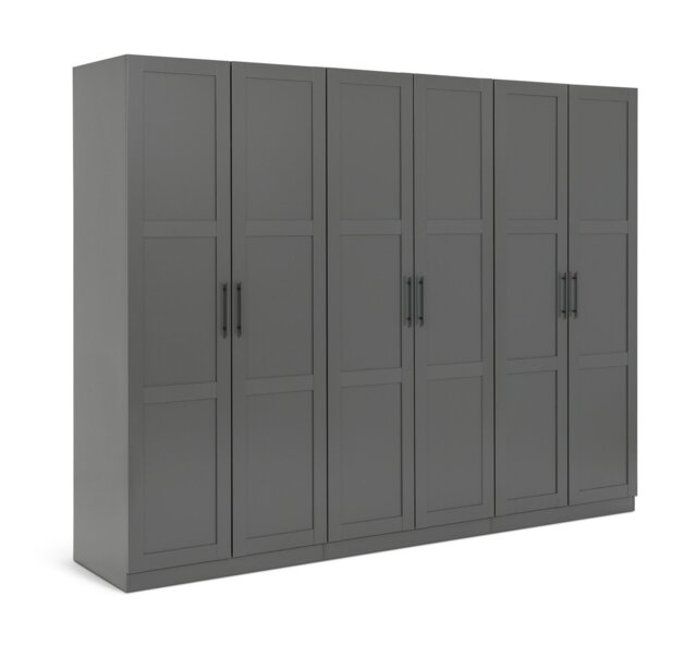 Habitat Munich Panelled 6 Door Wardrobe - Anthracite