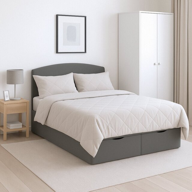 Millbrook Archer Superking Fabric End Lift Ottoman Bed- Grey