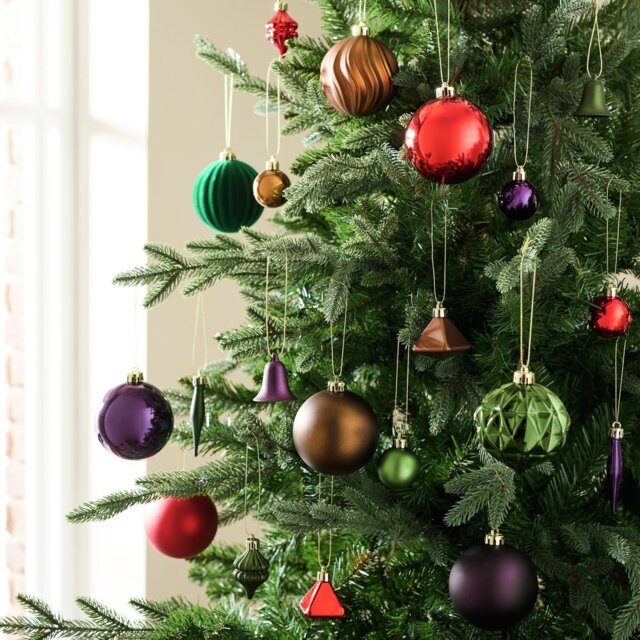 Habitat Pack of 49 Luxe Christmas Baubles - Multicolour