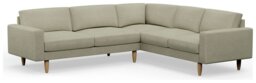 Hutch Fabric Block Arm 6 Seater Corner Sofa - Oat