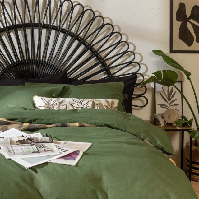 Habitat Cotton Textured Plain Green Bedding Set - Single