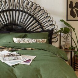 Habitat Cotton Textured Plain Green Bedding Set - Single