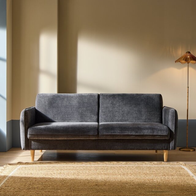Habitat Terry Fabric 3 Seater Clic Clac Storage Sofa Bed - Blue