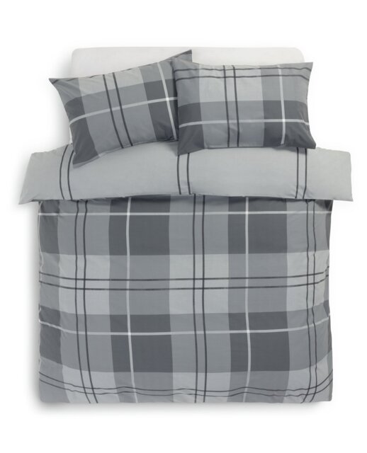 Habitat Check Charcoal Grey Bedding Set - Kingsize