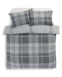 Habitat Check Charcoal Grey Bedding Set - Kingsize