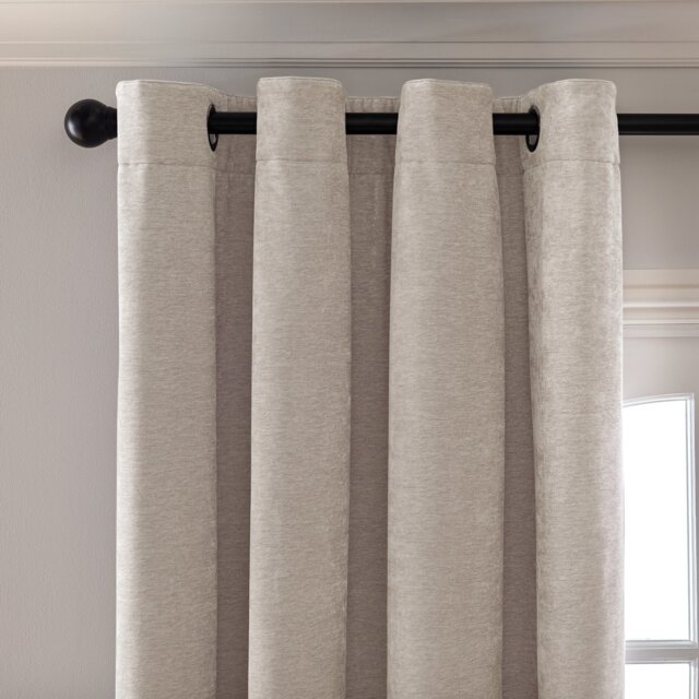 Habitat Thermal Chenille Blackout Eyelet Curtains - Cream - 117x137cm