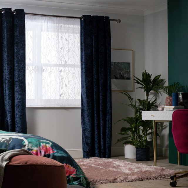Habitat Bird Net Pencil Pleat Curtains - White - 240x137cm