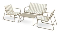 Habitat Stripe 4 Seater Metal Patio Set - Grey