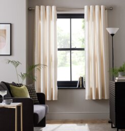 Habitat Faux Silk Eyelet Curtains - Champagne - 168x183cm