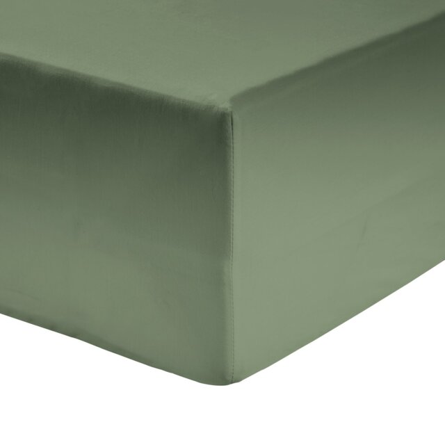 Habitat Cotton Rich 180 TC Plain Green Fitted Sheet - King