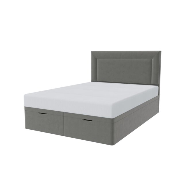 Millbrook Border Superking Fabric EndLift Ottoman Bed- Grey