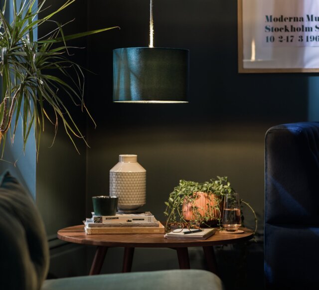 Habitat Navy Velvet Easy Fit Drum Lampshade - 30cm