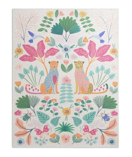 Habitat Kids Enchanted Print Natural Flatweave Rug -80x110cm