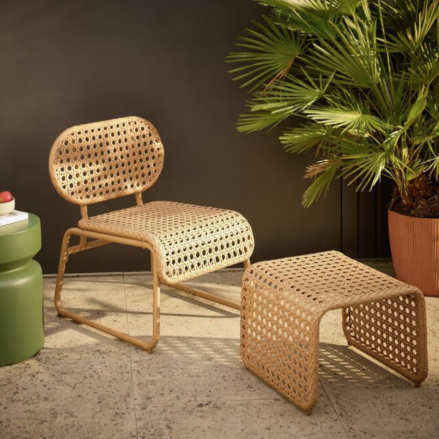 Habitat Global Accent Chair and Footstool - Natural