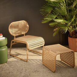 Habitat Global Accent Chair and Footstool - Natural
