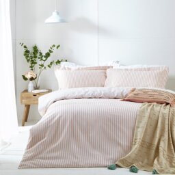 Yard Hebden Cotton Stripe Blush Bedding Set -  Super king