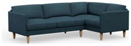 Hutch Slim Fabric Curve Arm 5 Seater Corner Sofa-Aegean Blue