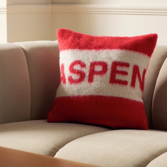 Habitat Faux Mohair Cushion - Red - 43x43cm