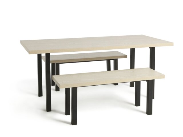 Habitat Zayn Dining Table & 2 Benches - Birch