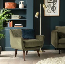 Habitat Nellie Velvet Chair - Moss Green