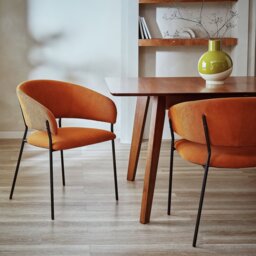 Habitat Sawyer Pair of Fabric Dinner Chair - Orange