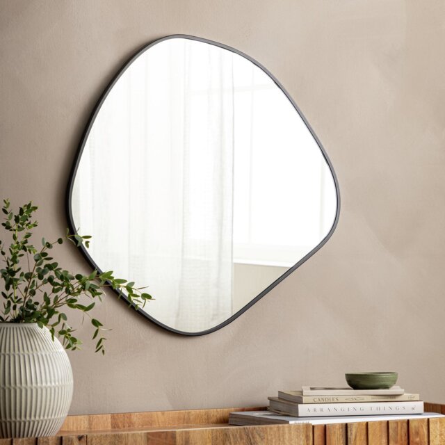 Habitat Asymmetric Wall Mirror - Black - 60x59cm