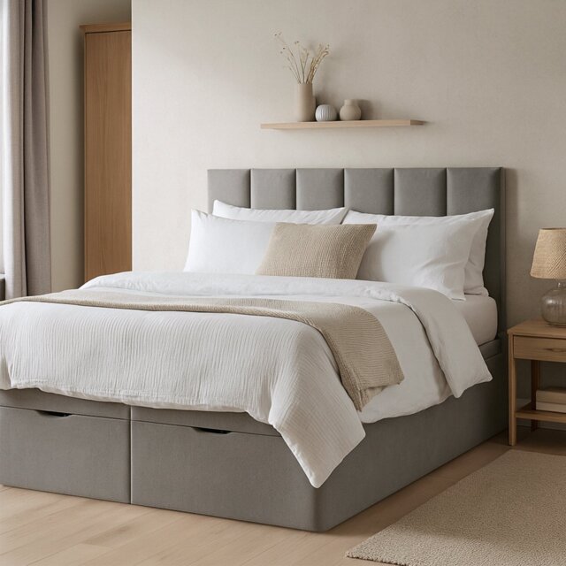 Millbrook Piper Kingsize Fabric EndLift Ottoman Bed - Grey