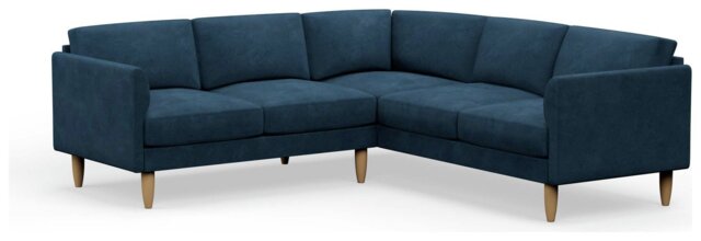 Hutch Plus Velvet Curve Arm 5 Seater Corner Sofa - Ink Blue