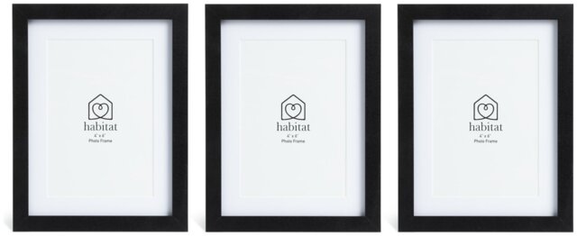 Habitat Black Wooden 3 Pack Picture Frame - Mixed Size