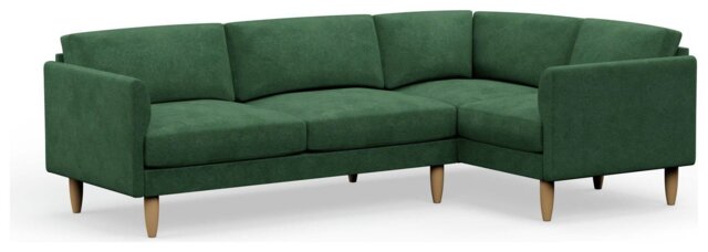 Hutch Slim Velvet Curve Arm 5 Seater Corner Sofa- Sage Green