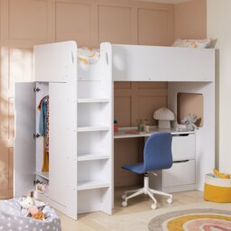Habitat Jude High Sleeper Bed with Wardrobe & Mattress-White