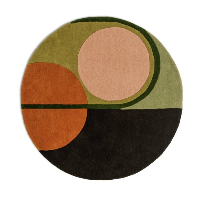 Habitat Geometric Round Wool Cut Pile Rug - 120cm